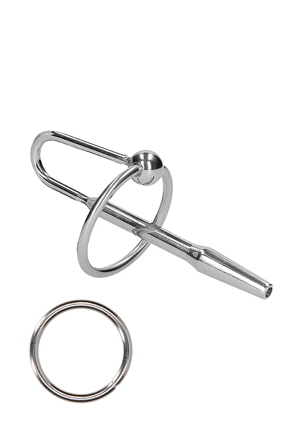 Stainless Steel Penis Plug with Glans Ring - 0.3" / 8 mm