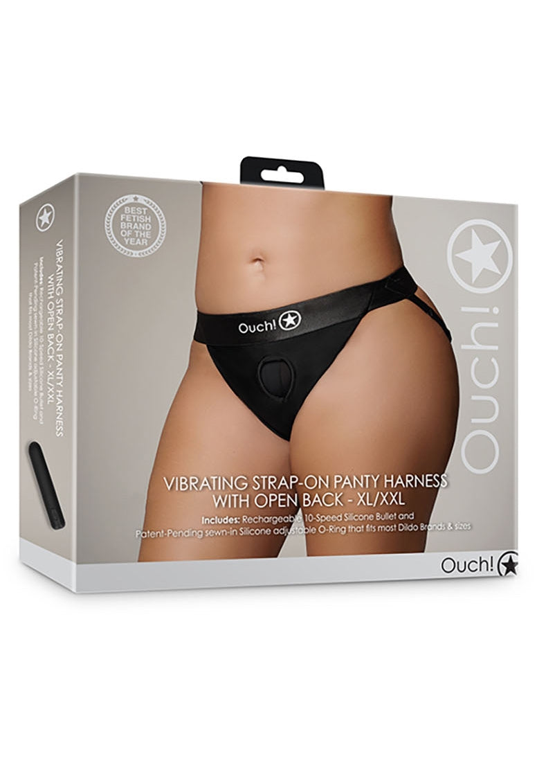 Vibrating Strap-on Panty Harness with Open Back - XL/XXL