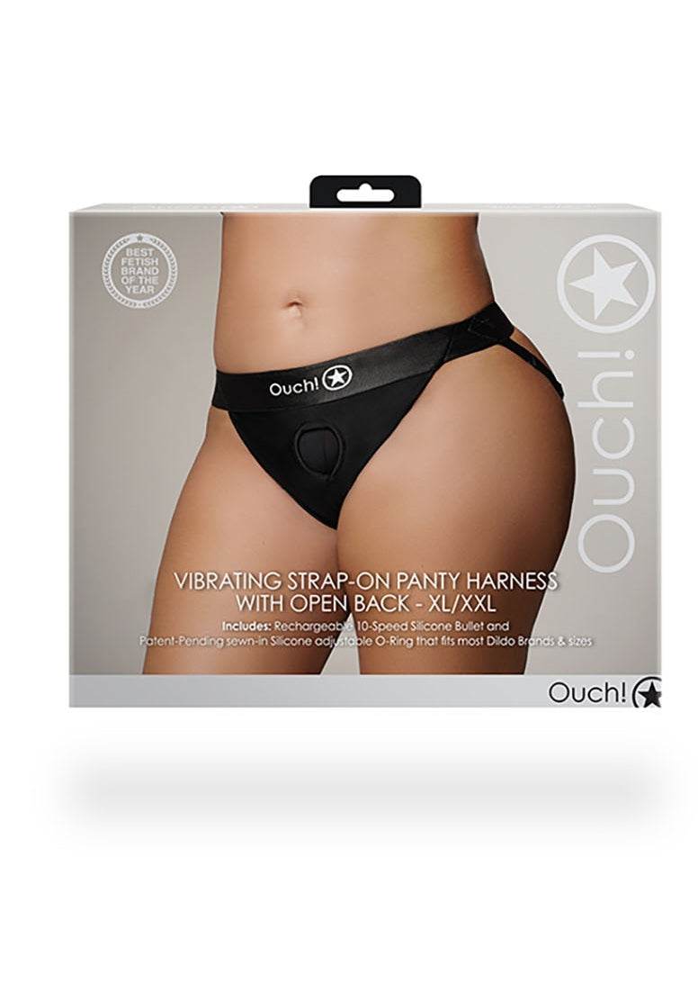 Vibrating Strap-on Panty Harness with Open Back - XL/XXL