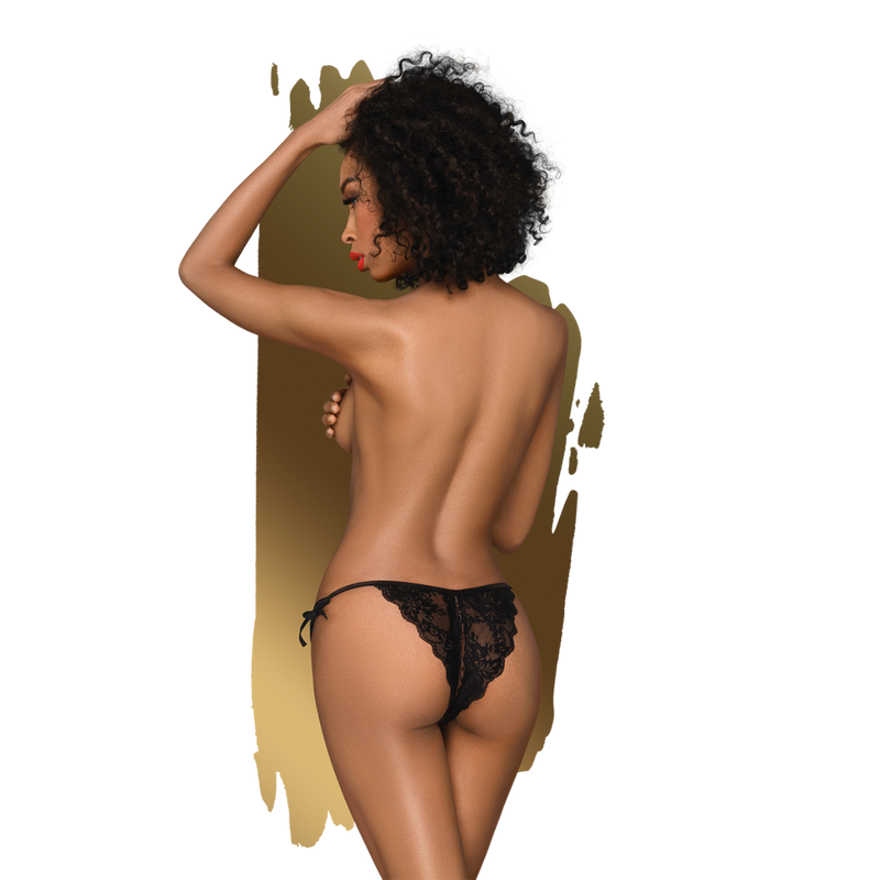 Penthouse - Too hot to be real - Crotchless lace side-tie panties - black - M/L