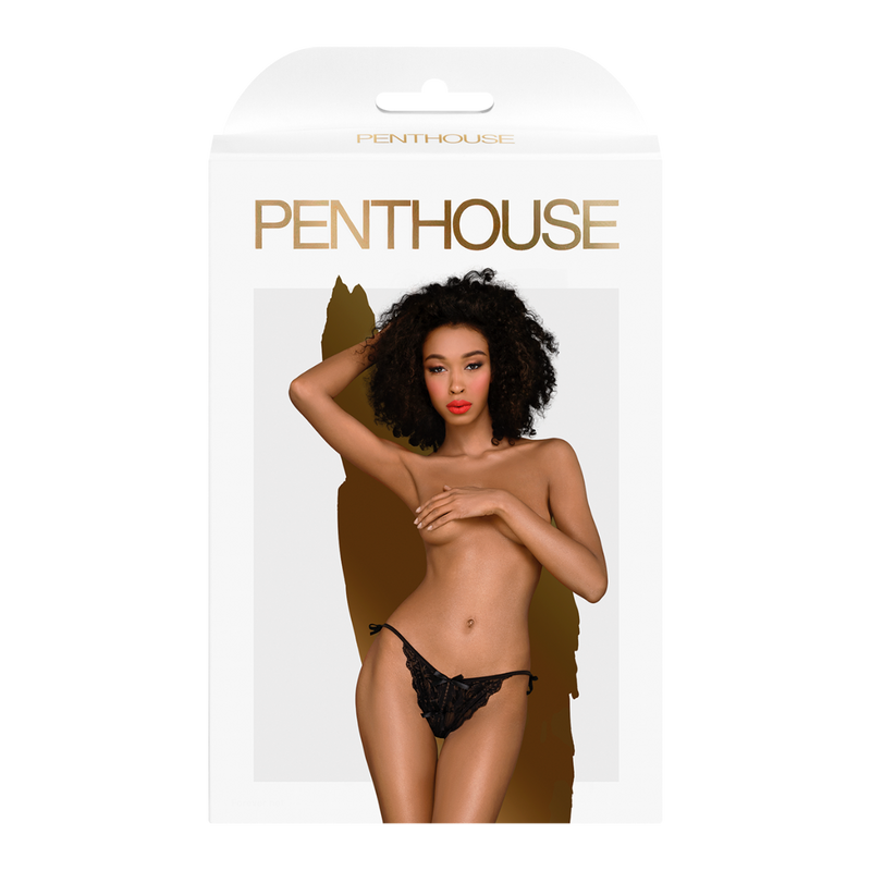 Penthouse - Too hot to be real - Crotchless lace side-tie panties - black - L/XL