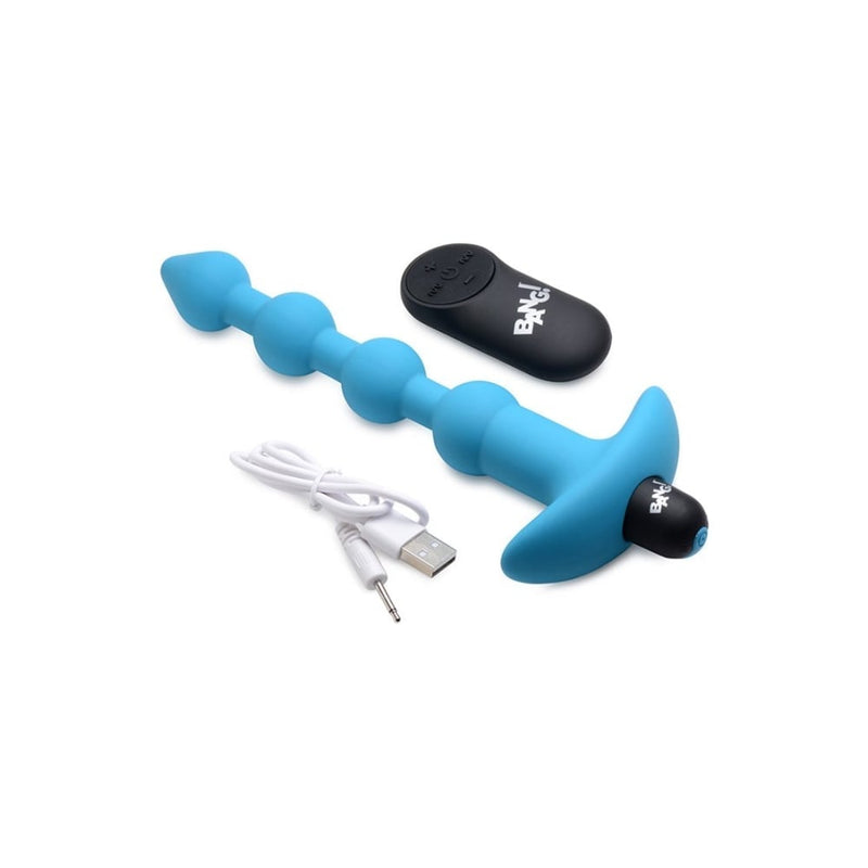 XR Brands - Bang! | Vibrating Silicone Anal Beads & Remote Control - Blue