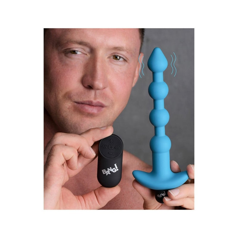XR Brands - Bang! | Vibrating Silicone Anal Beads & Remote Control - Blue