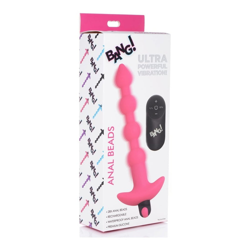 XR Brands - Bang! | Vibrating Silicone Anal Beads & Remote Control - Pink