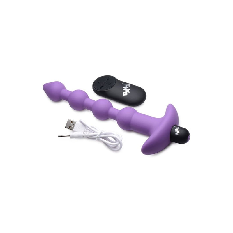 XR Brands - Bang! | Vibrating Silicone Anal Beads & Remote Control - Purple