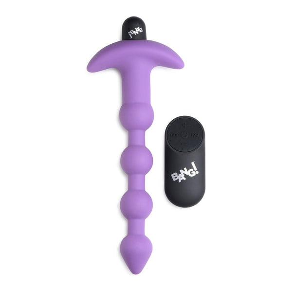 XR Brands - Bang! | Vibrating Silicone Anal Beads & Remote Control - Purple
