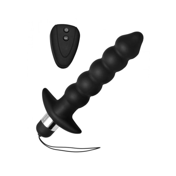 XR Brands - Master Series | Wireless Black Vibrating Anal Beads Remote