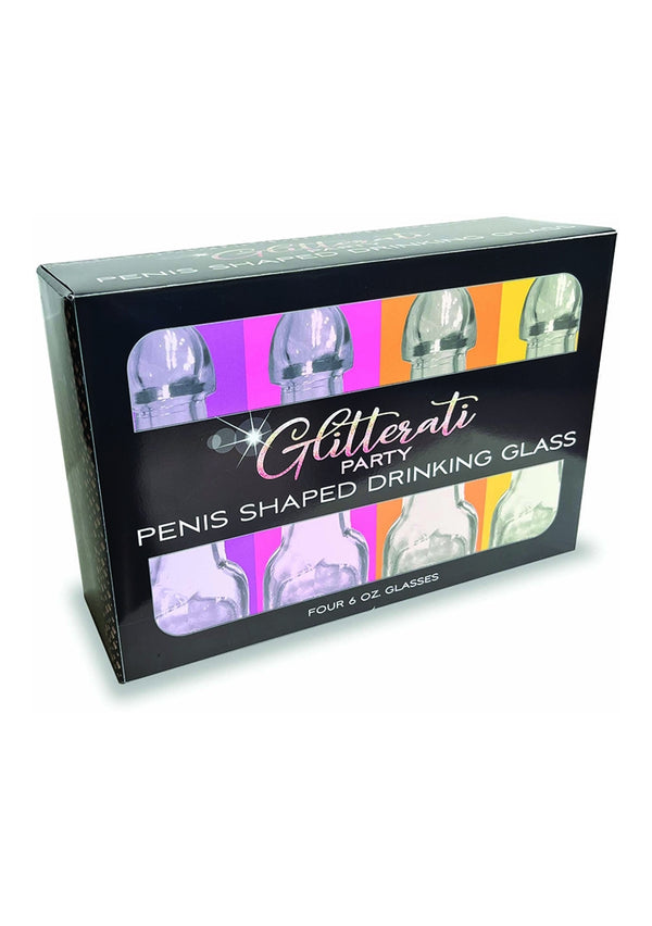 Glitterati Penis 6Oz Drinking Glass, Pack of 4