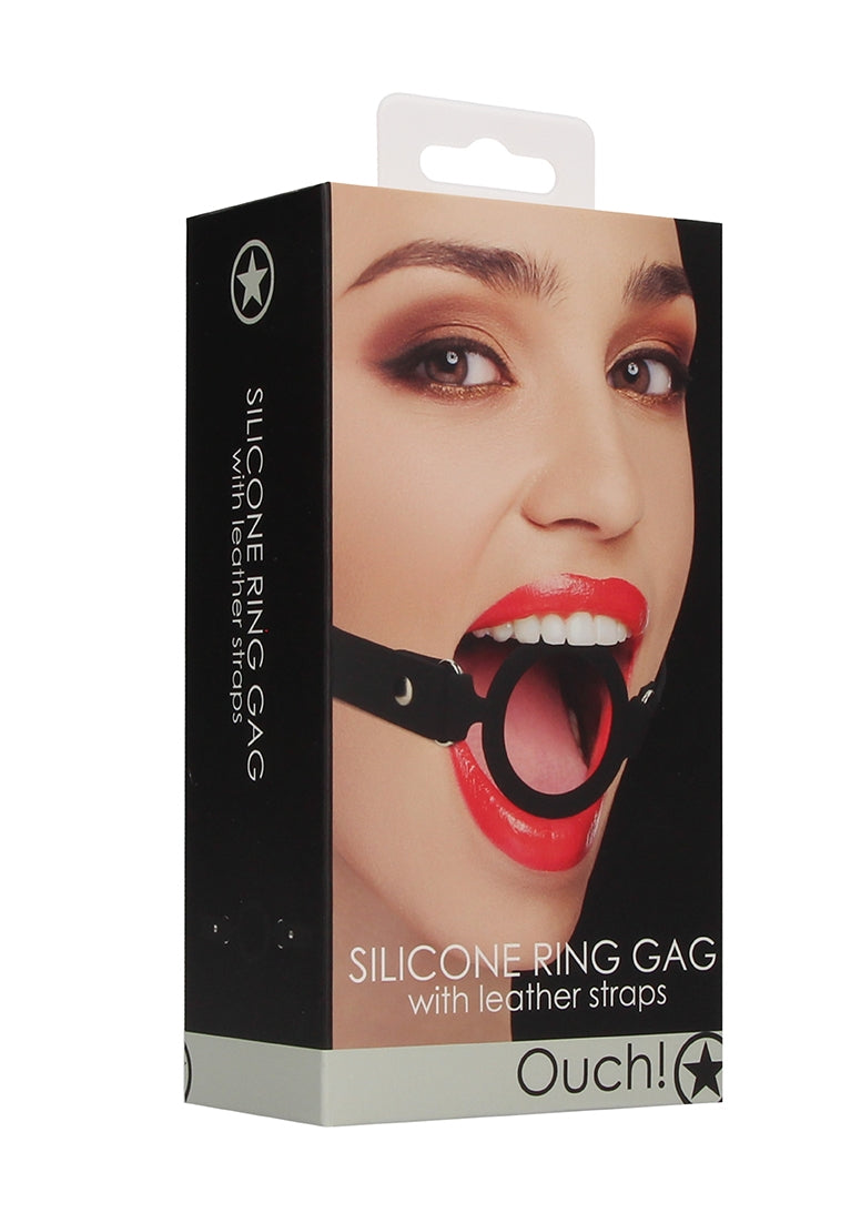 Silicone Ring Gag with Leather Straps