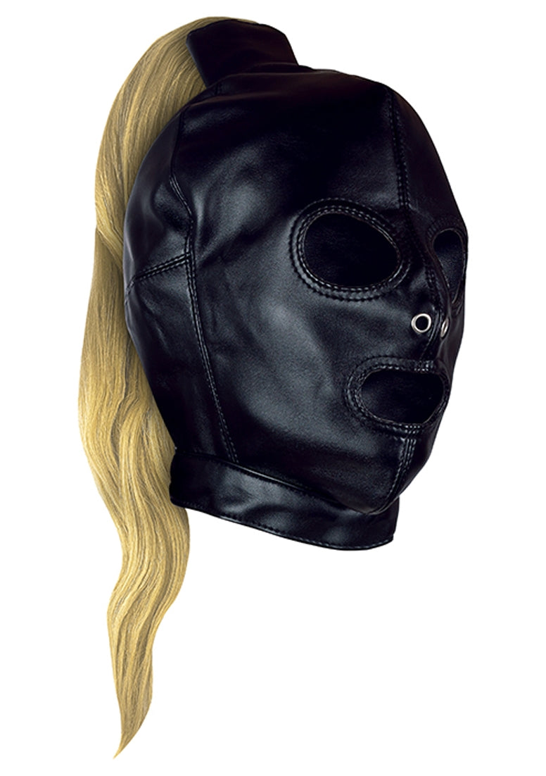 Mask with Blonde Ponytail - Black