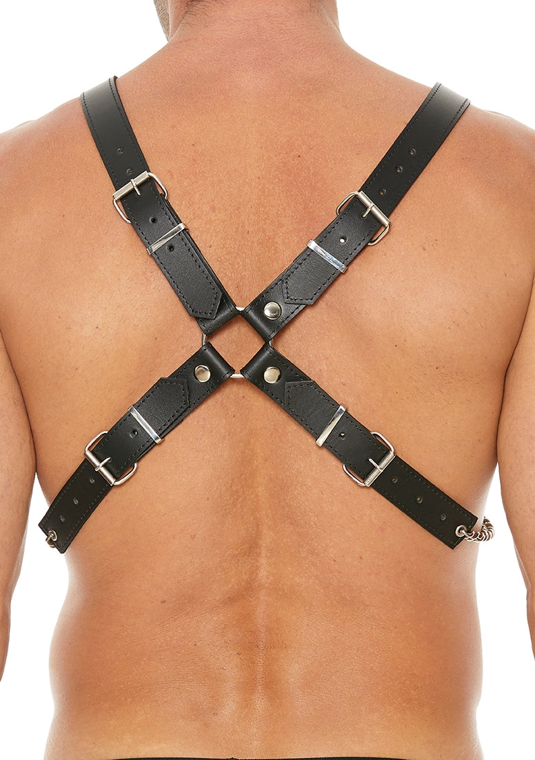 Men's Leather And Chain Harness