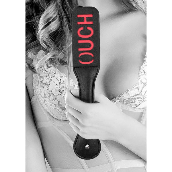 Shots - Ouch! Black & White | Bonded Leather Paddle Ouch
