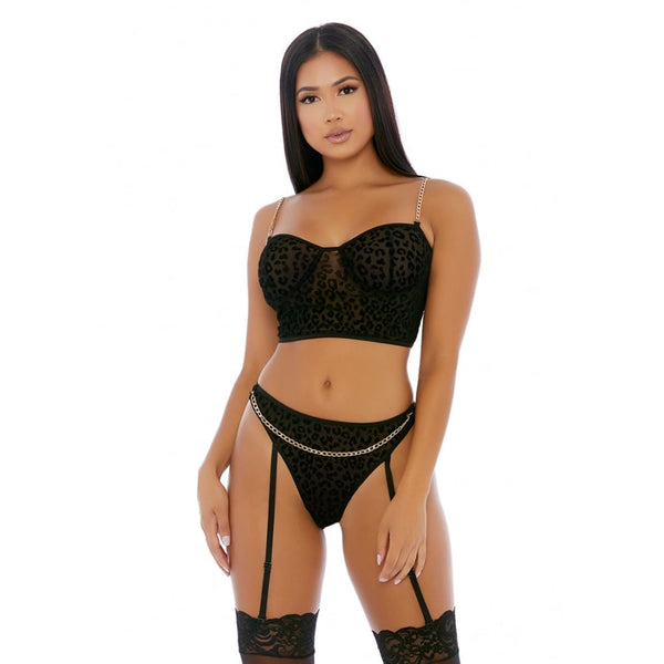 Forplay | Chain Me Up Bustier Set - Black