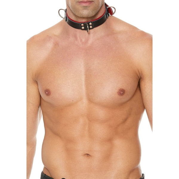Shots - Ouch! Uomo | Deluxe Bondage Collar - Black/Red