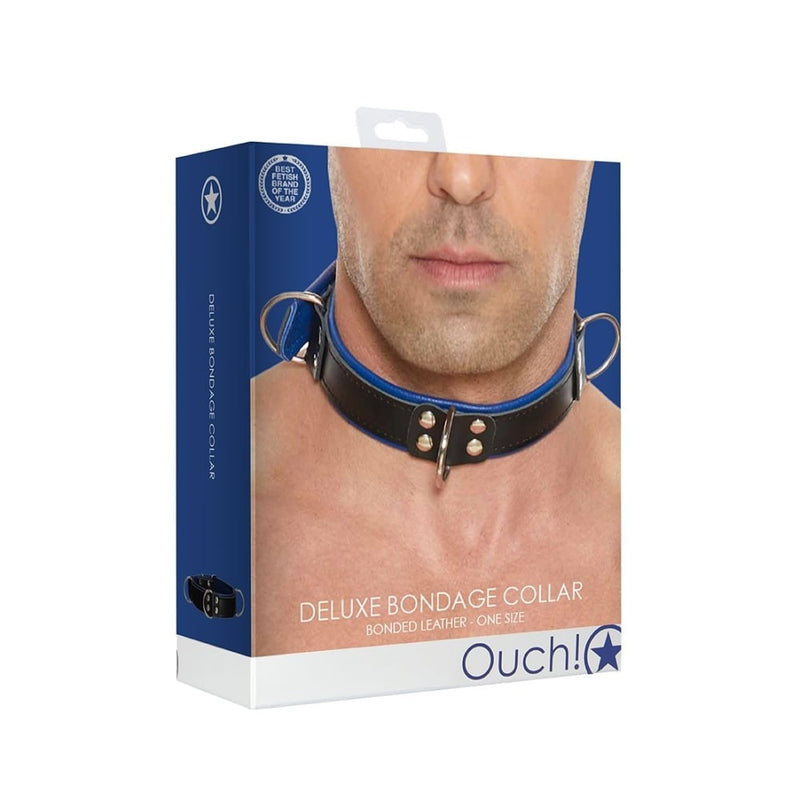 Shots - Ouch! Uomo | Deluxe Bondage Collar - One Size - Blue
