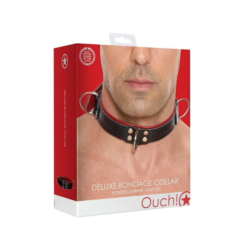 Shots - Ouch! Uomo | Deluxe Bondage Collar - One Size - Red