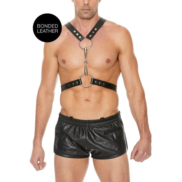 Shots - Ouch! Harnesses | Men’s Harness With Metal Bit - One Size - Black