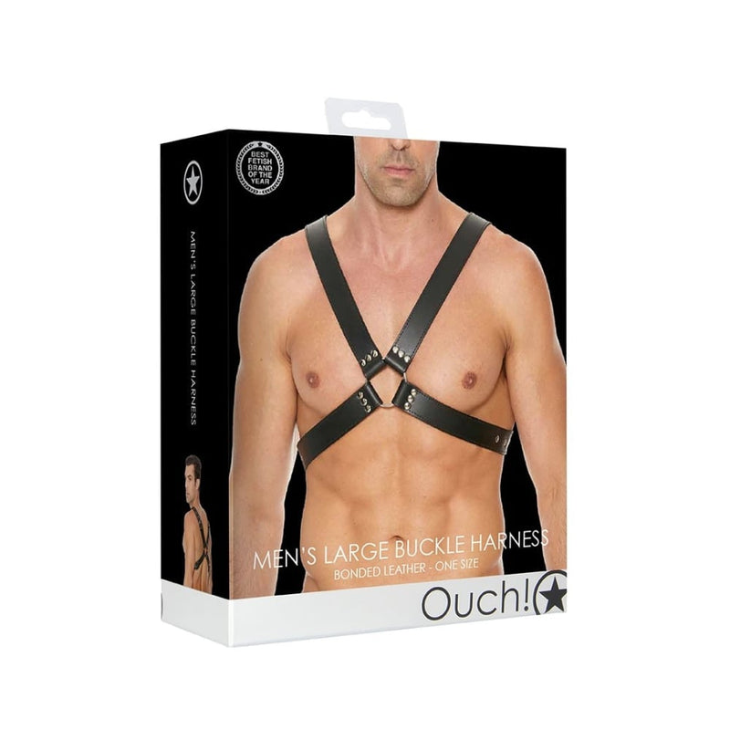 Shots - Ouch! Harnesses | Men’s Large Buckle Harness - One Size - Black