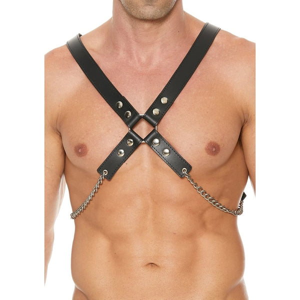 Shots - Ouch! Uomo | Men’s Leather And Chain Harness - Black