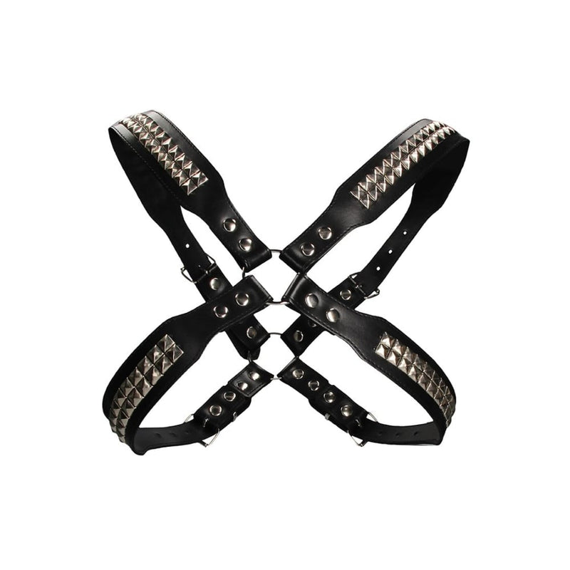 Shots - Ouch! Harnesses | Men’s Pyramid Stud Body Harness - One Size - Black