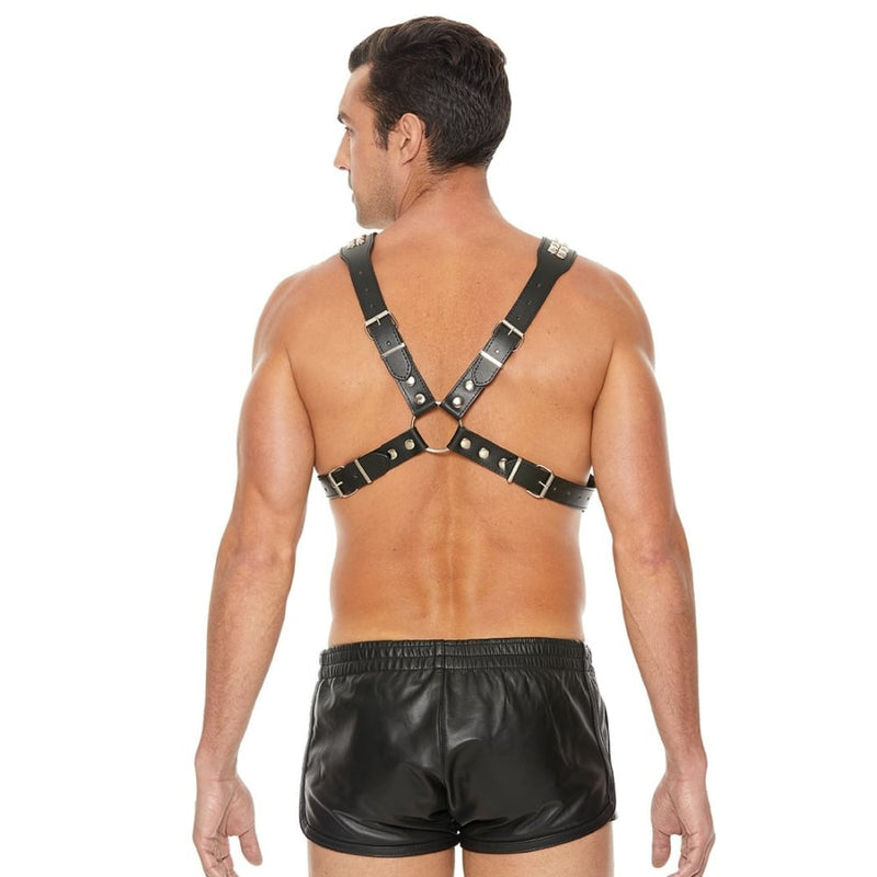 Shots - Ouch! Harnesses | Men’s Pyramid Stud Body Harness - One Size - Black