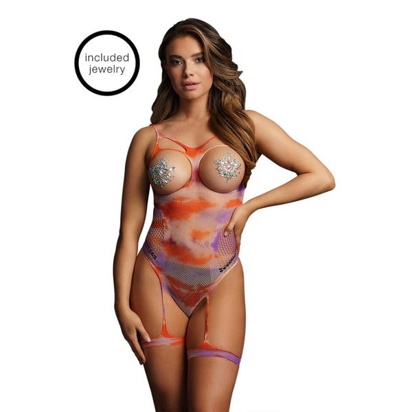 Shots - Le Désir Bliss | Open-Cup Strappy Teddy & Dazzling Nipple Bling Sticker