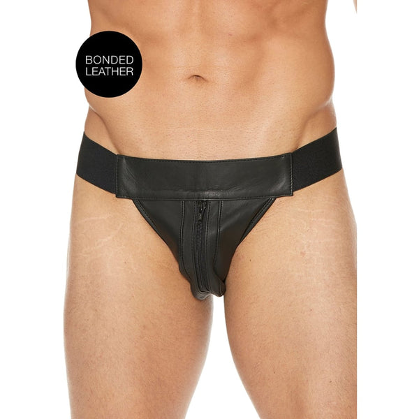 Shots - Ouch! Harnesses | Plain Front With Zip Jock - L/XL - Black