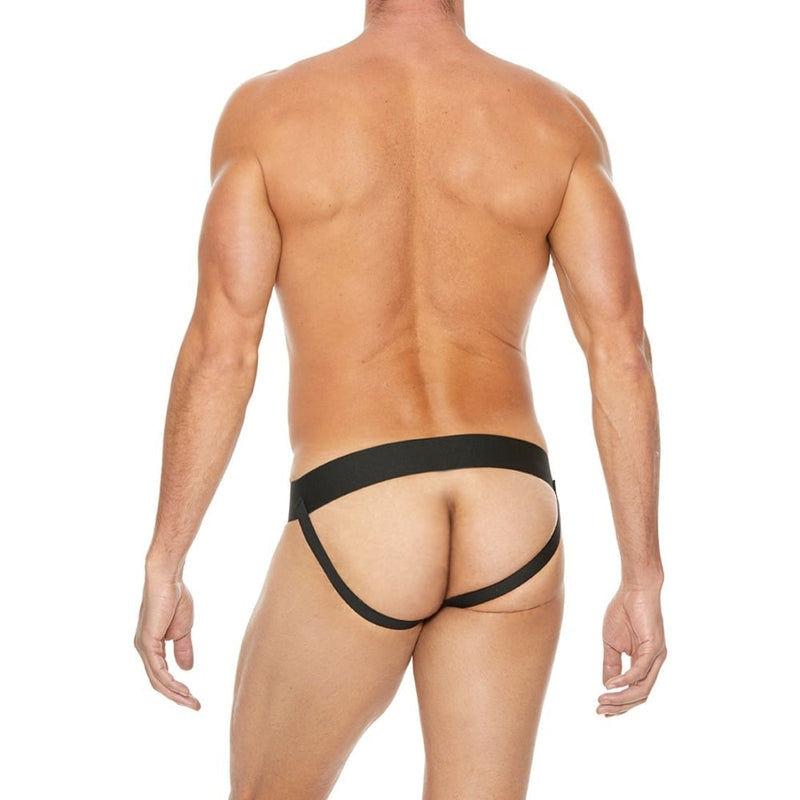 Shots - Ouch! Harnesses | Plain Front With Zip Jock - L/XL - Black