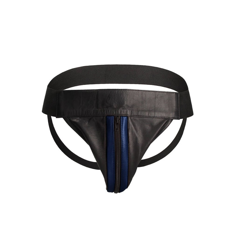 Shots - Ouch! Harnesses | Plain Front With Zip Jock - S/M - Blue