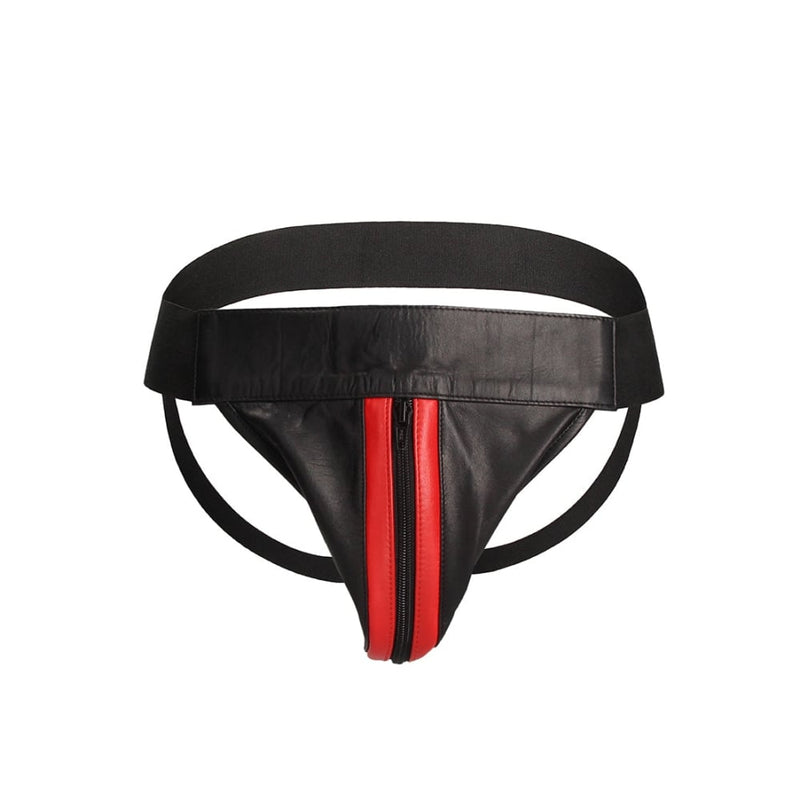 Shots - Ouch! Harnesses | Plain Front With Zip Jock - S/M - Red