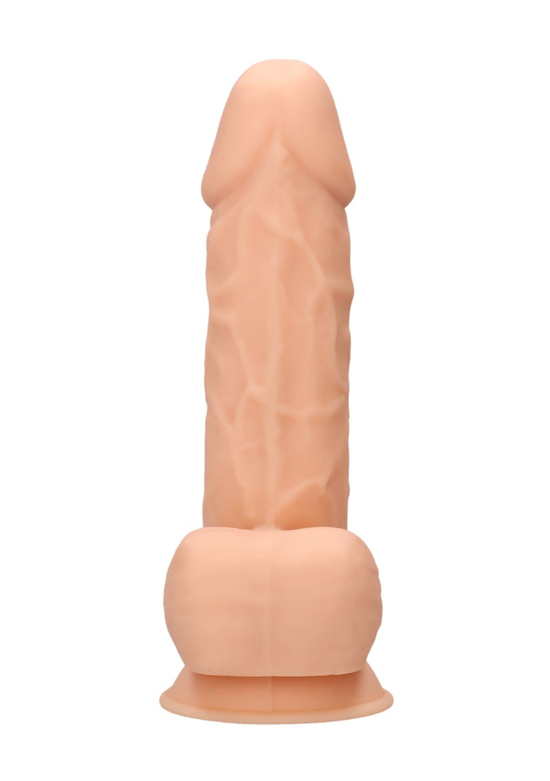 Real Rock Silicone Dildo With Balls 8.5" (Flesh)