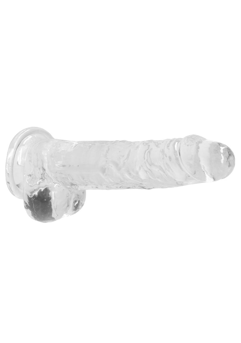Real Rock Crystal Clear 8" Realistic Dildo With Balls (Transparent)