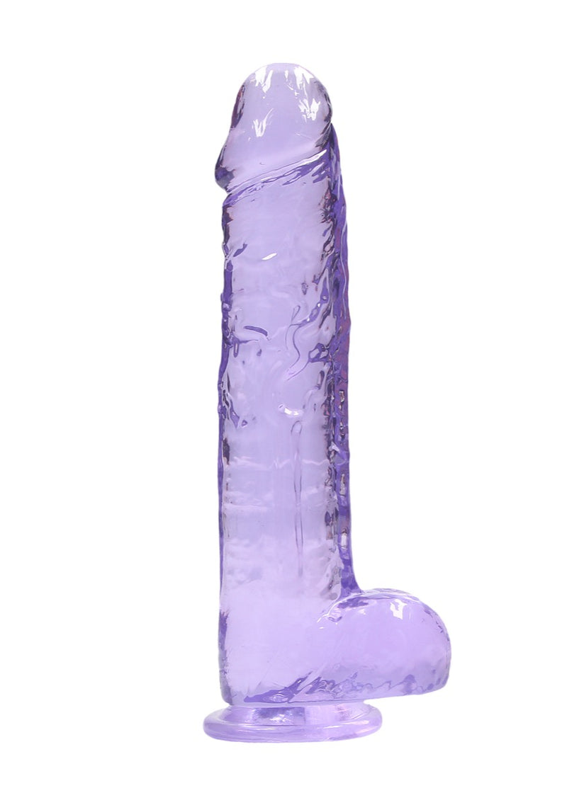 Real Rock Crystal Clear 9" Realistic Dildo With Balls (Purple)