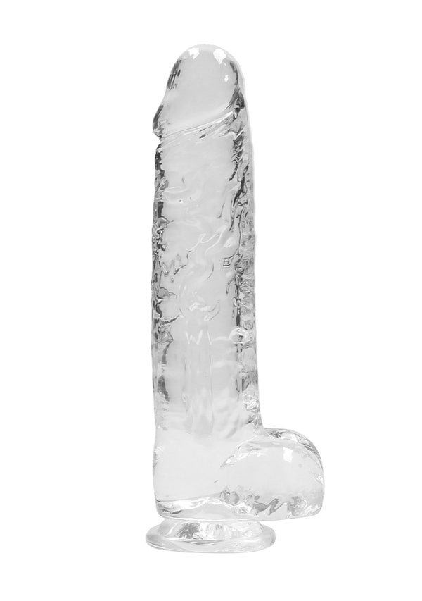 Real Rock Crystal Clear 9" Realistic Dildo With Balls (Transparent)