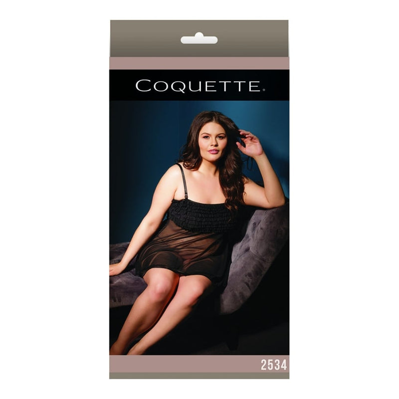 Coquette (All) | Ruffle Baby Doll - Black - Queen