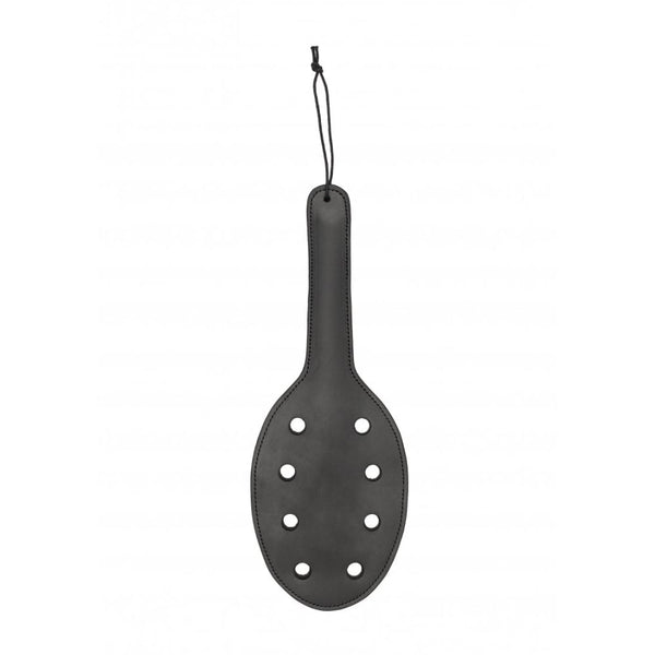 Shots - Ouch! Pain | Saddle Leather Paddle With 8 Holes - Black