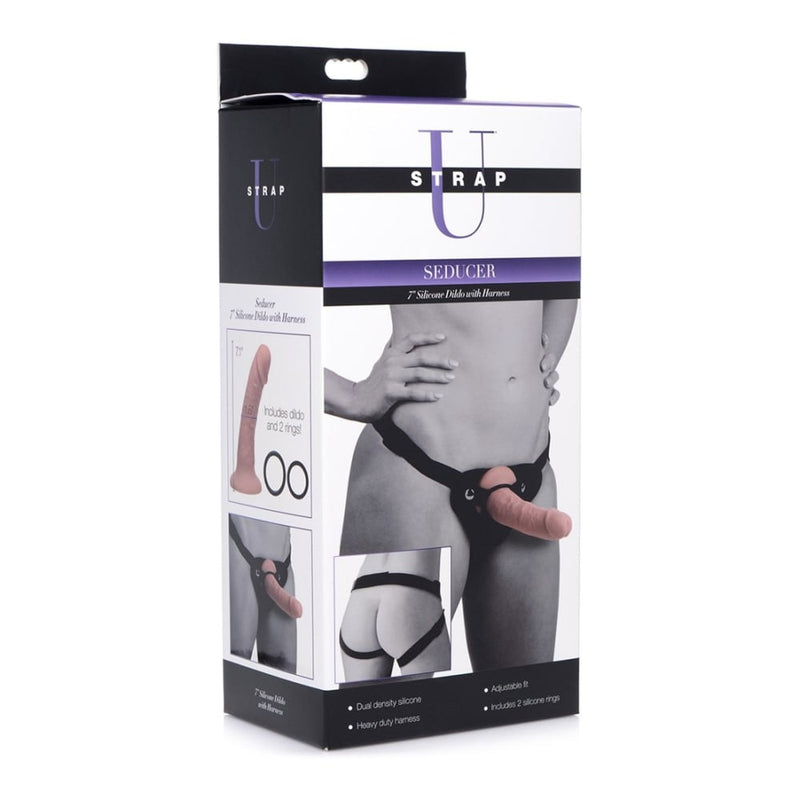 XR Brands - Strap U | Seducer 7 Silicone Dildo with Harness - Flesh