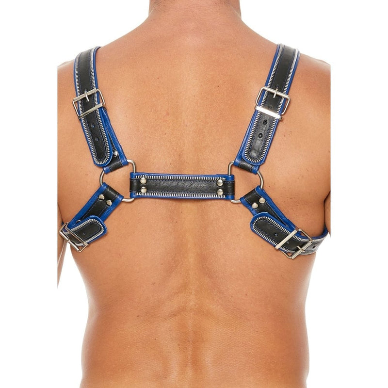 Shots - Ouch! Uomo | Z Series Chest Bulldog Harness - Black/Blue - S/M