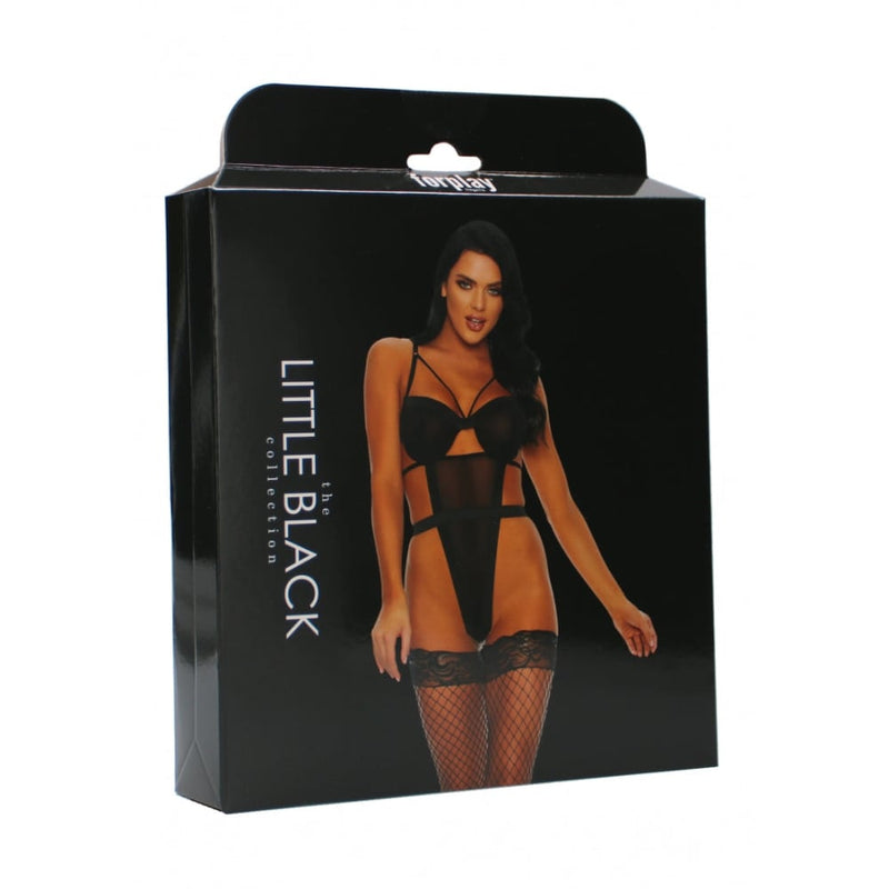 Forplay | A Sheer Thing Chemise with Garter Straps and Panty - Black