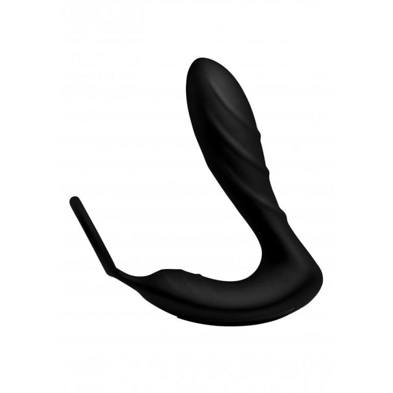 XR Brands | Silicone Prostate Vibrator and Strap with Remote Control - Black