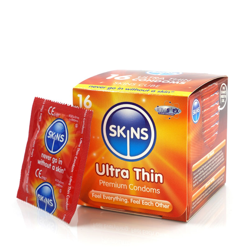 Skins Condoms Ultra Thin Cube 16 Pack International 1