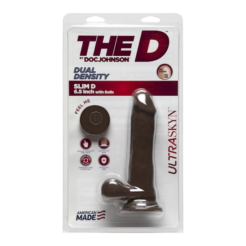 Doc Johnson | The D - Slim D - 6.5 Inch With Balls Ultraskyn - Chocolate
