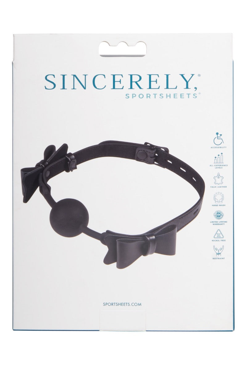 Sportsheets Sincerely Bow Tie Faux Leather Silicone Ball Gag
