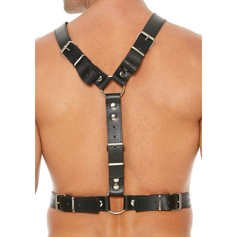Shots - Ouch! Uomo | Twisted Bit Black Leather Harness - Black