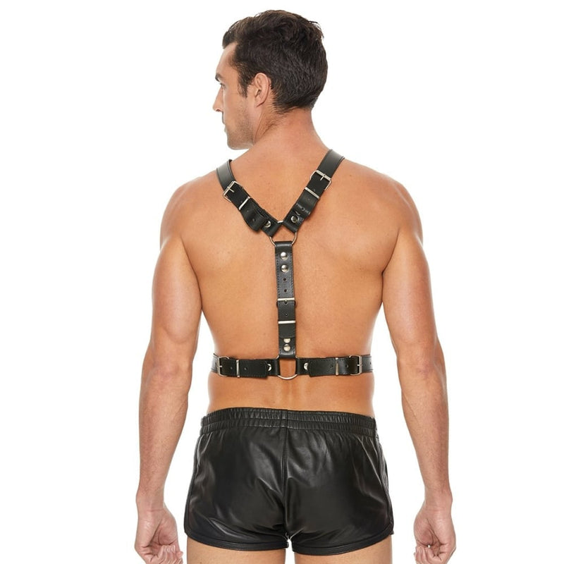 Shots - Ouch! Harnesses | Twisted Bit Black Leather Harness - One Size - Black