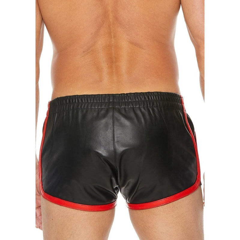 Shots - Ouch! Uomo | Versatile Leather Shorts - Black/Red - L/XL