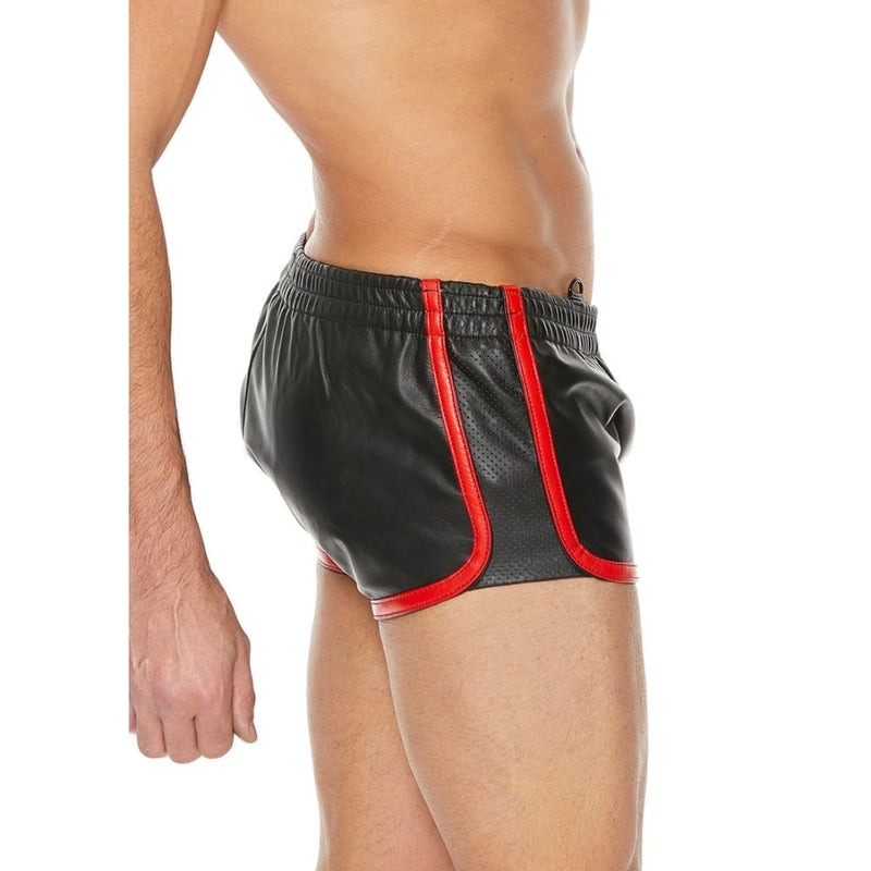 Shots - Ouch! Uomo | Versatile Leather Shorts - Black/Red - S/M