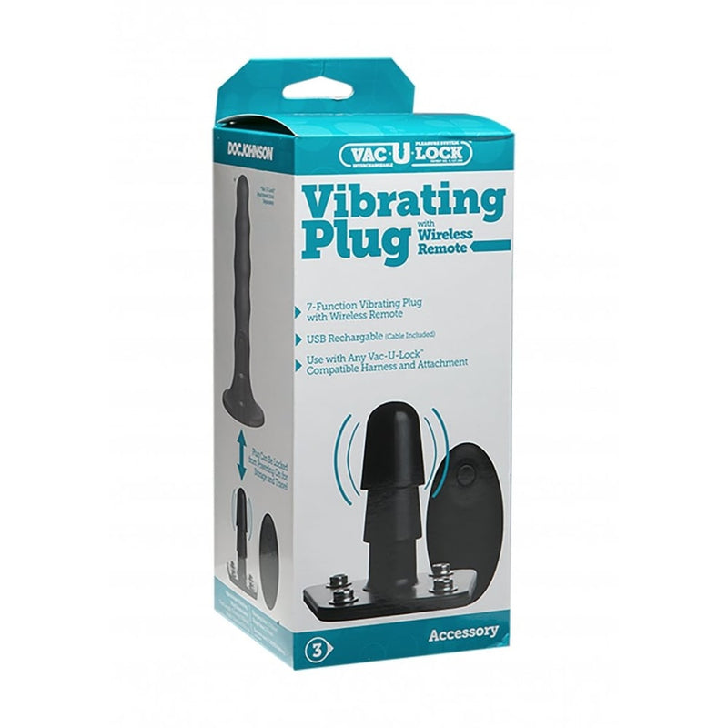 Doc Johnson - Vac-U-Lock | Vibrating Plug with Wireless Remote - Black